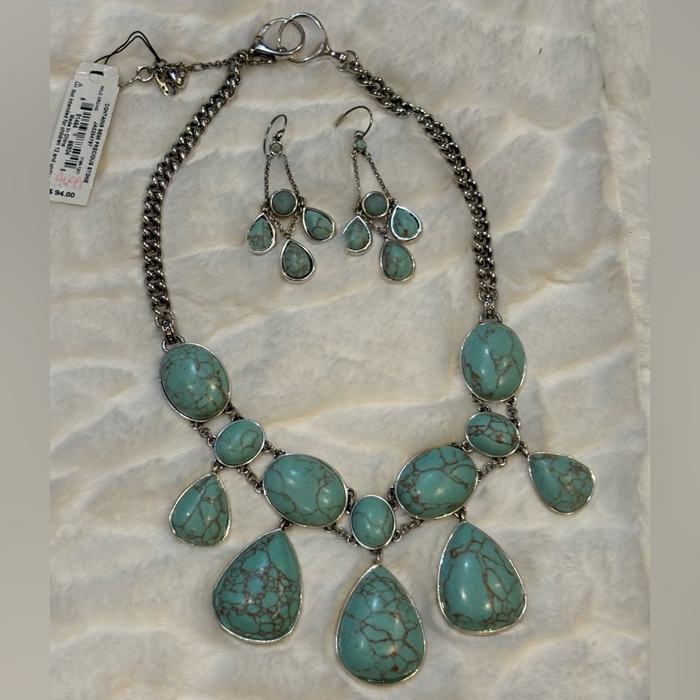 Turquoise Teardrop Necklace and Earring Set
